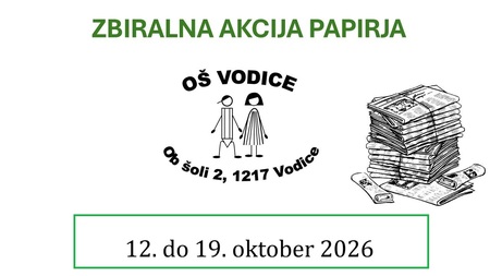 Zbiralna akcija papirja v OŠ Vodice, 12.-19. oktober.